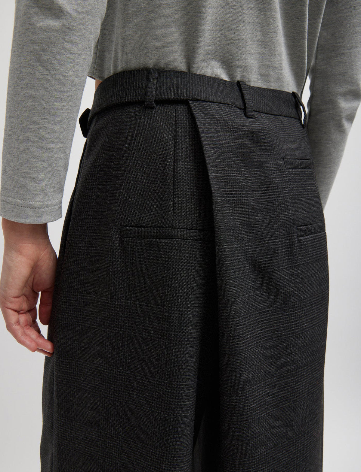 TIBI Adler Glenplaid Wrap Pant in Grey Multi