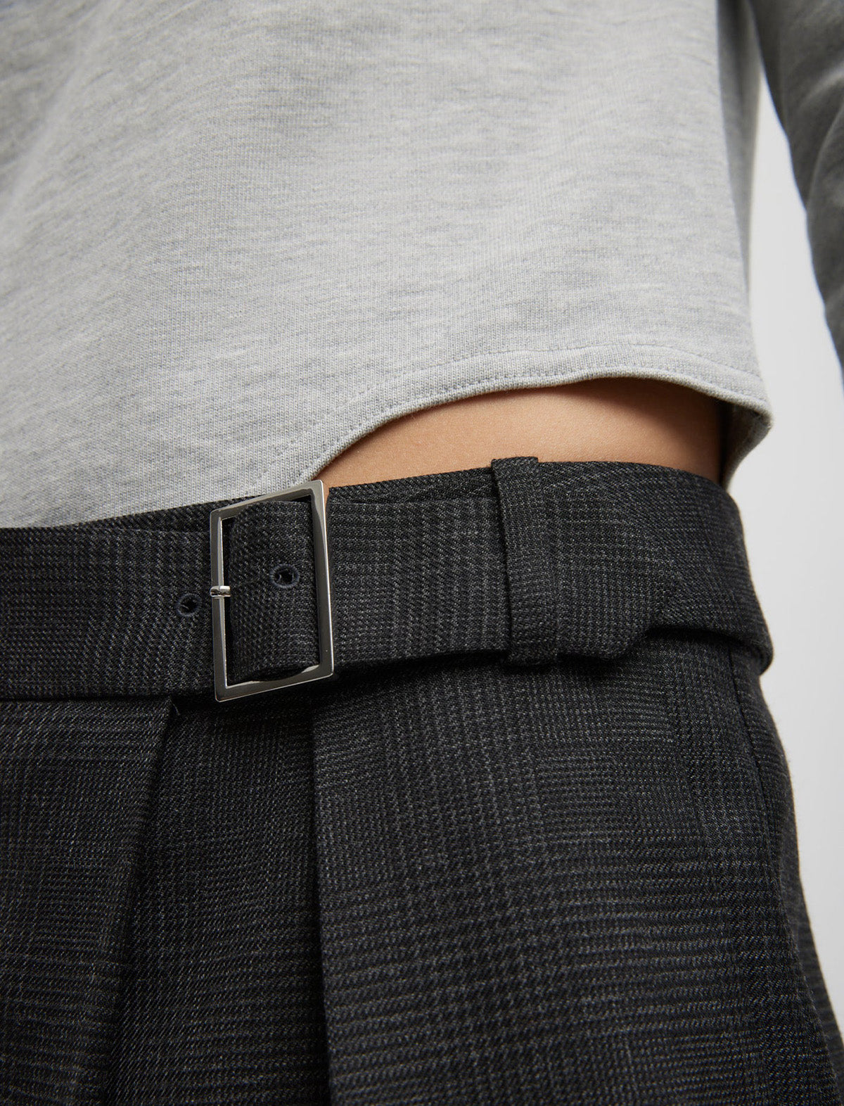 TIBI Adler Glenplaid Wrap Pant in Grey Multi