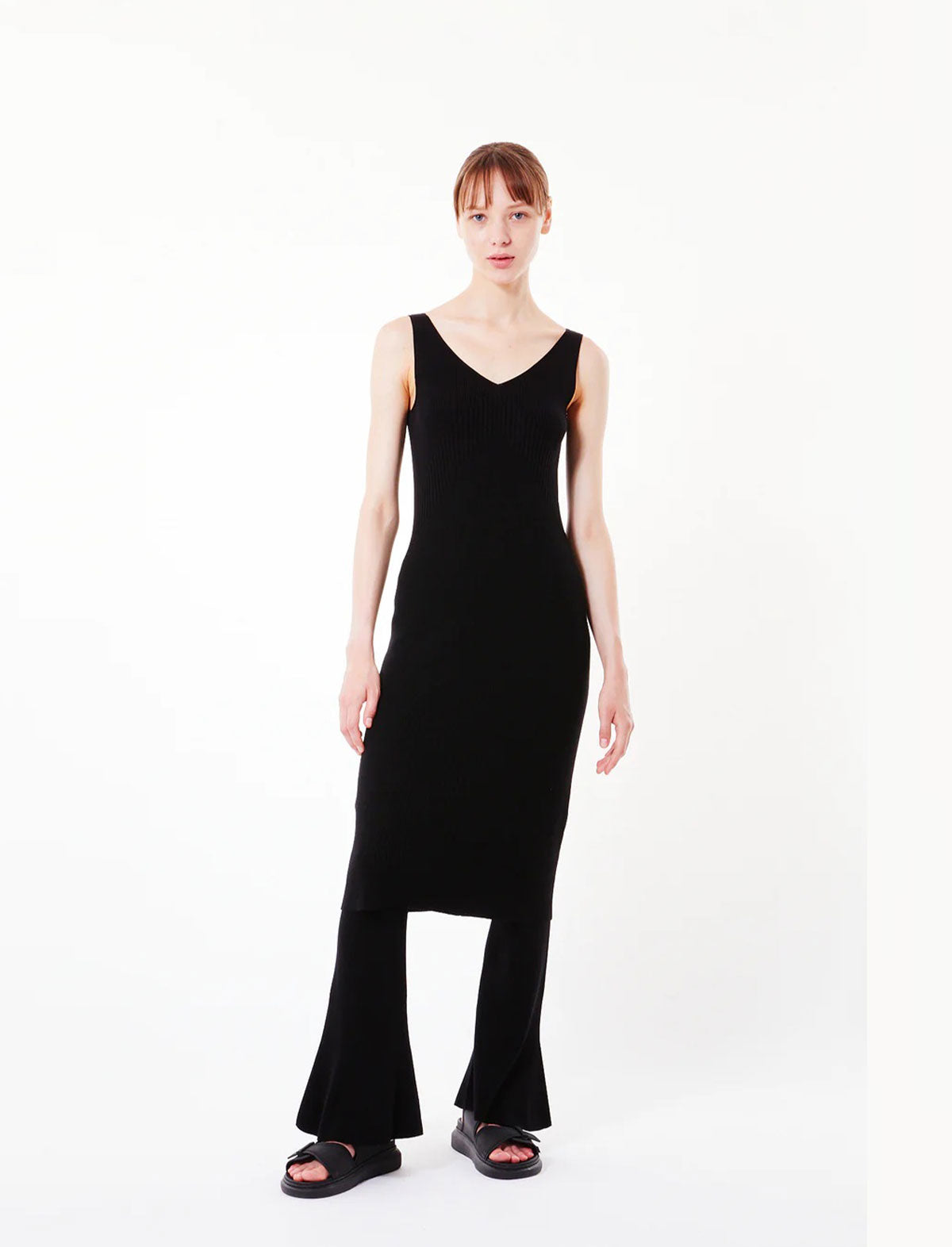 CFCL Cupro Rib Knit Pants 2 in Black | CLOSET Singapore