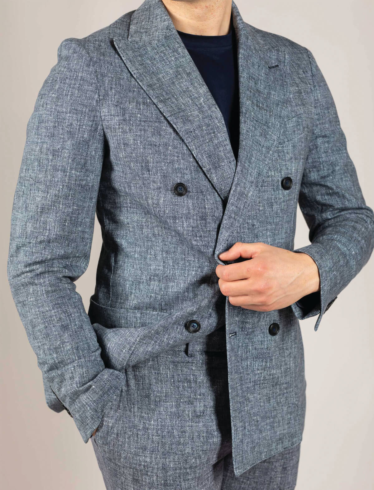 CIRCOLO 1901 Double-Breasted Jersey Blazer in Blue Piquet