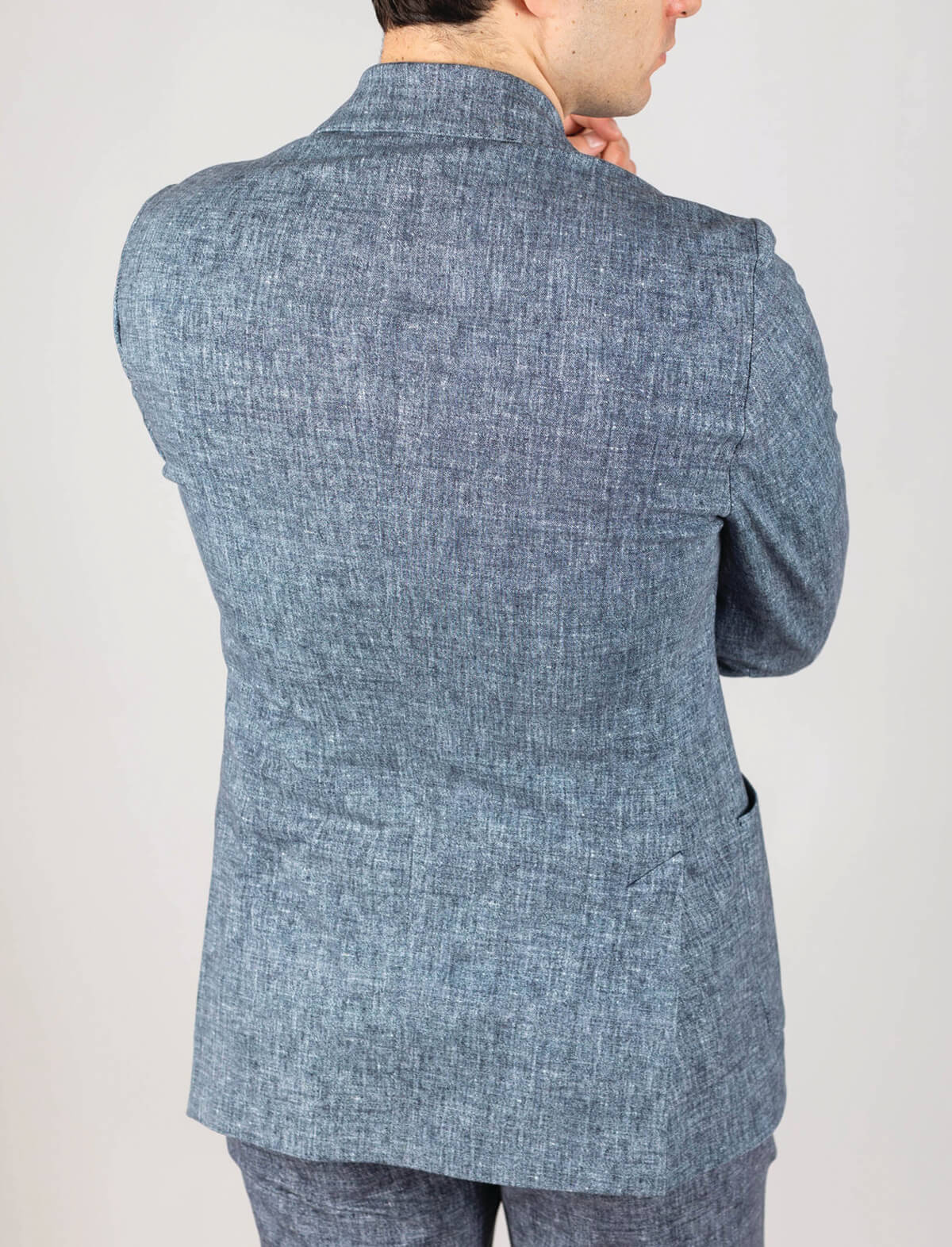 CIRCOLO 1901 Double-Breasted Jersey Blazer in Blue Piquet