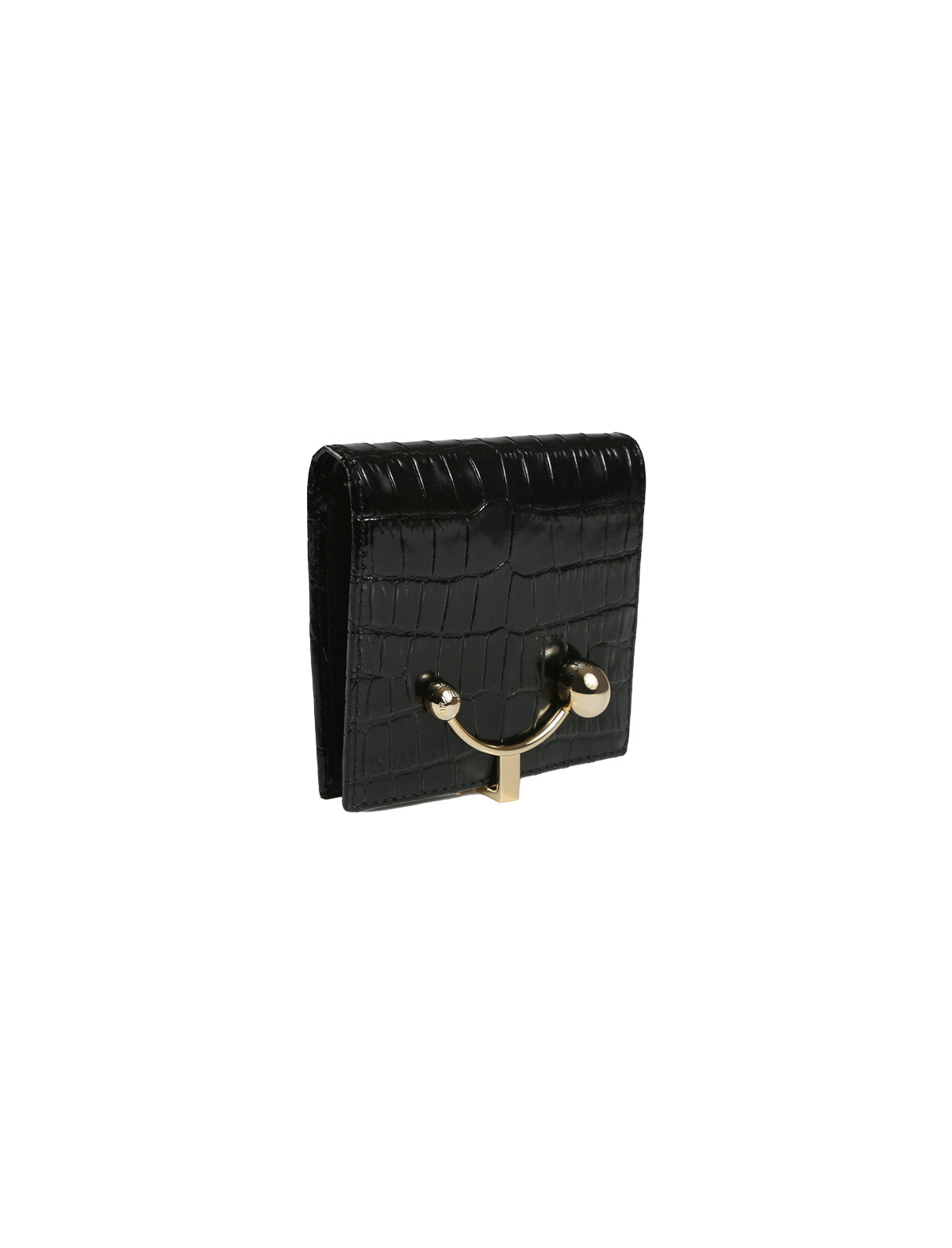 STRATHBERRY Crescent Wallet in Embossed Croc Black