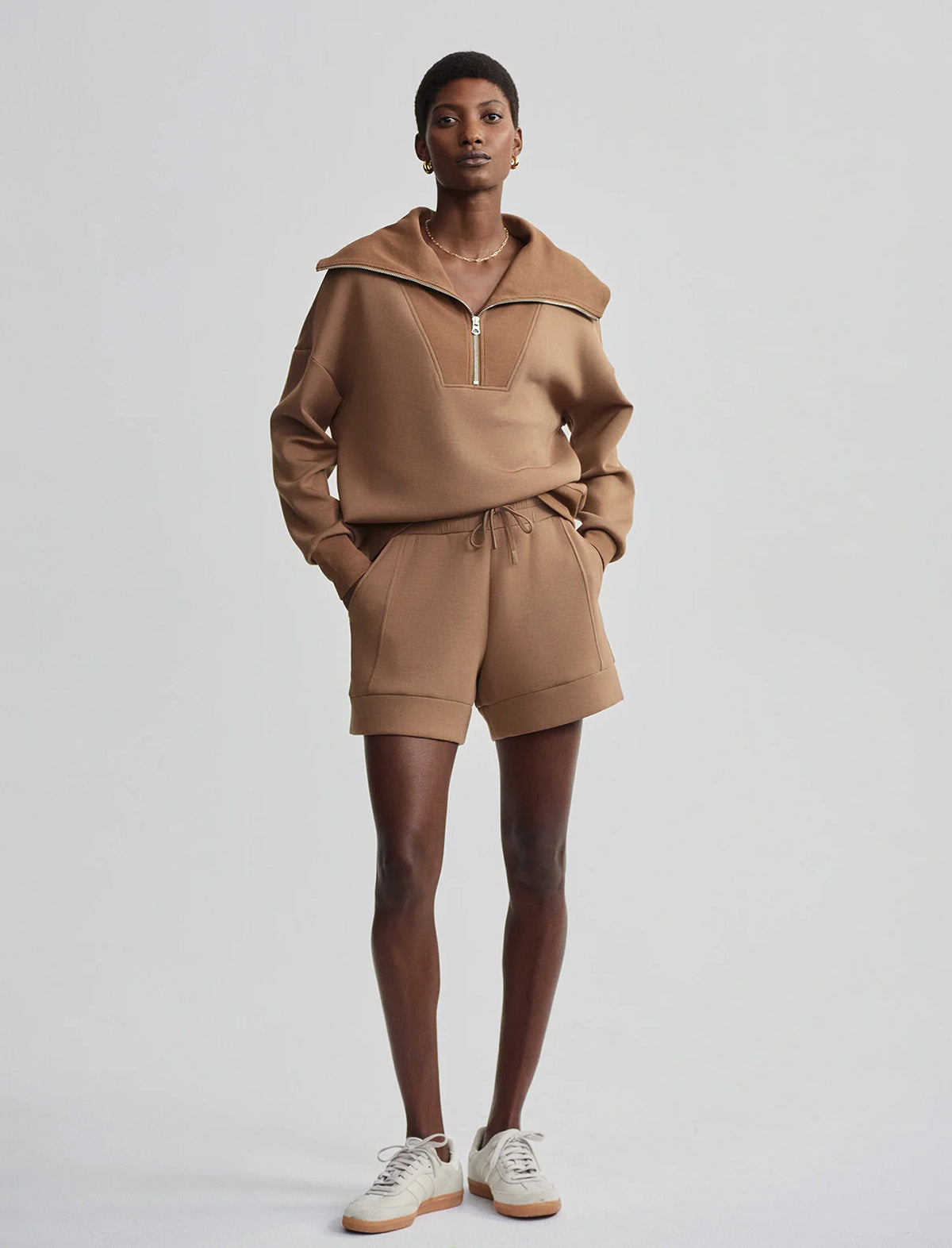 VARLEY Catherine Half-Zip Sweat in Golden Bronze