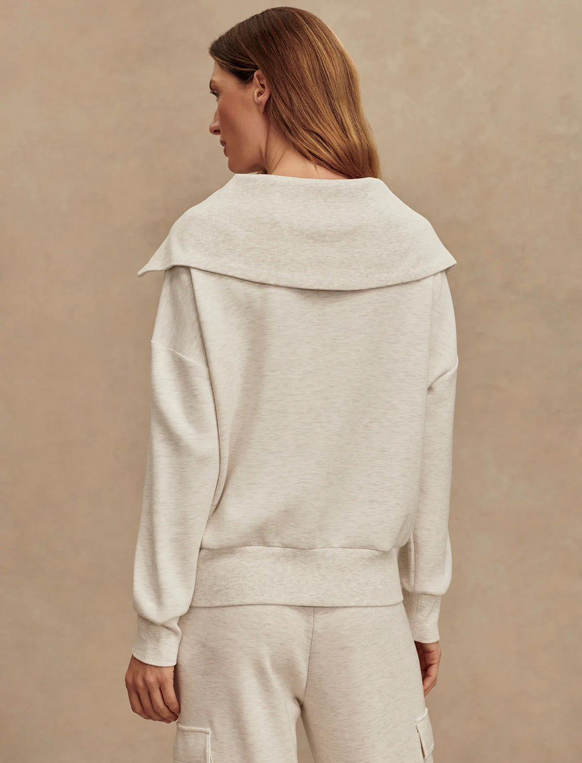 VARLEY Catherine Half-Zip Sweat in Ivory Marl
