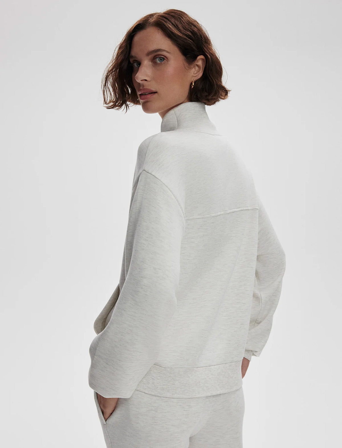 VARLEY Celeste Button Through Sweat in Ivory Marl