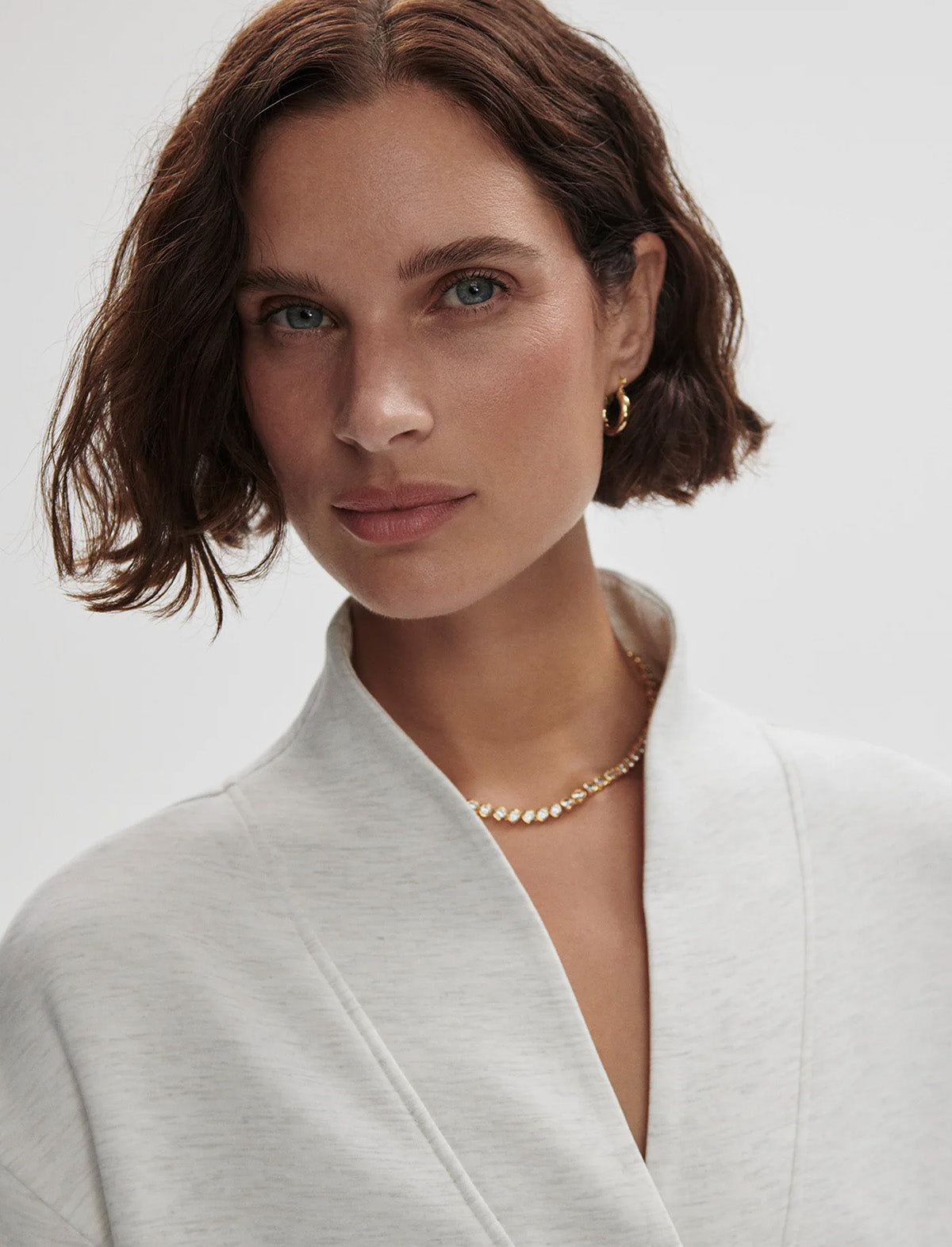 VARLEY Celeste Button Through Sweat in Ivory Marl