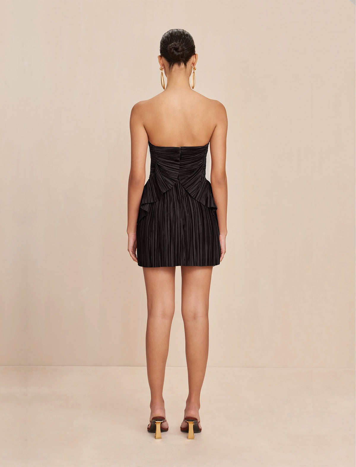 CULT GAIA Charlique Pleated Corset Dress In Black