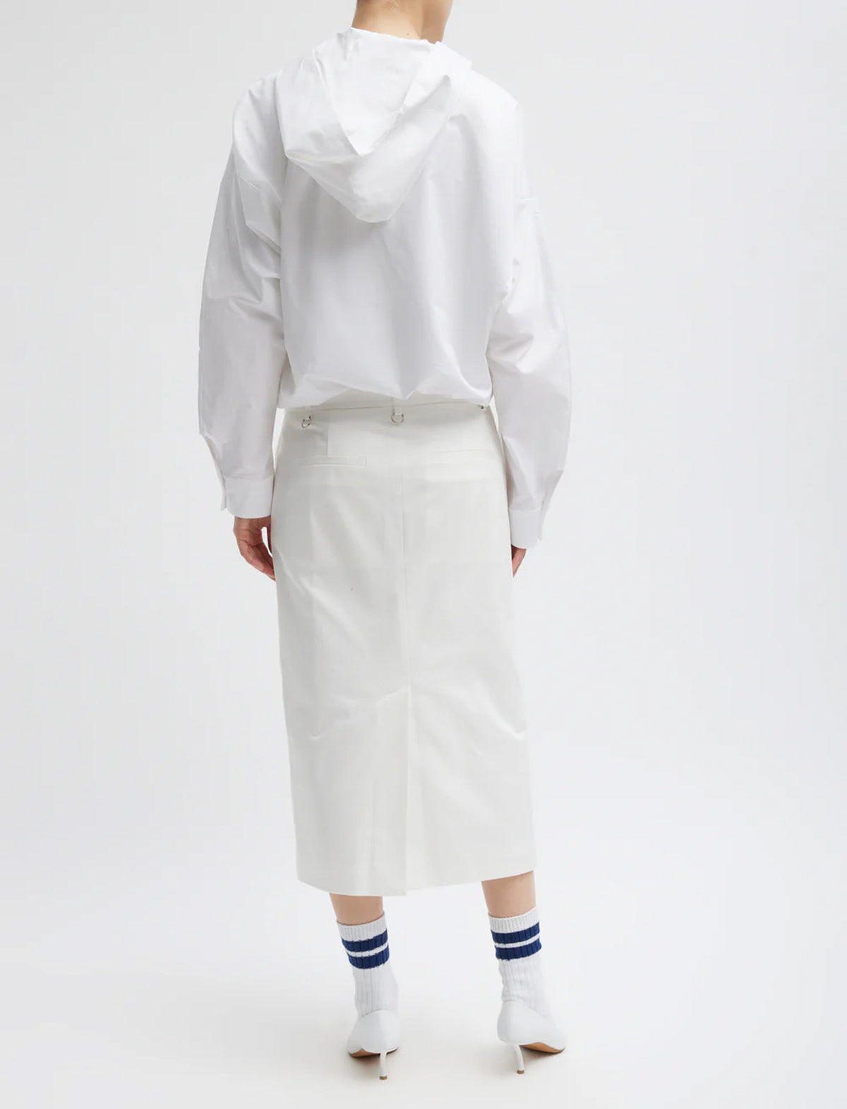 TIBI Chino Convertible Pleated Skirt in White