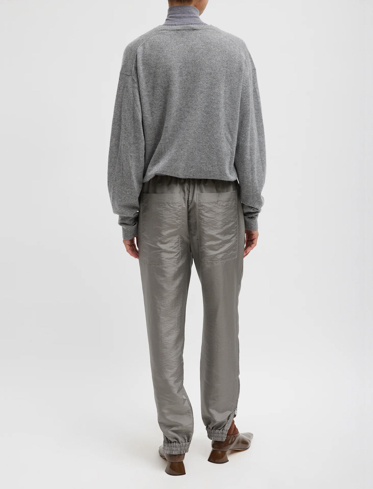 TIBI Crispy Nylon Kat Jogger in Grey