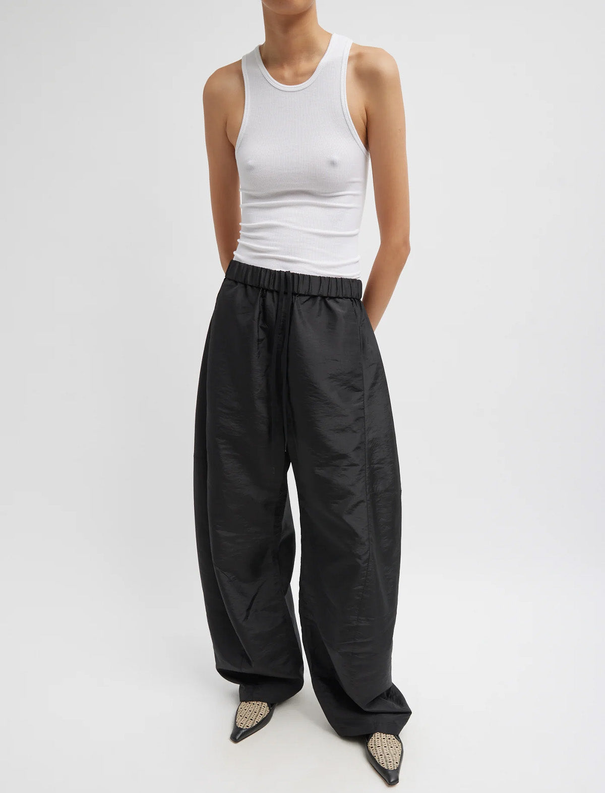 TIBI Crispy Nylon Winslow Pant in Black