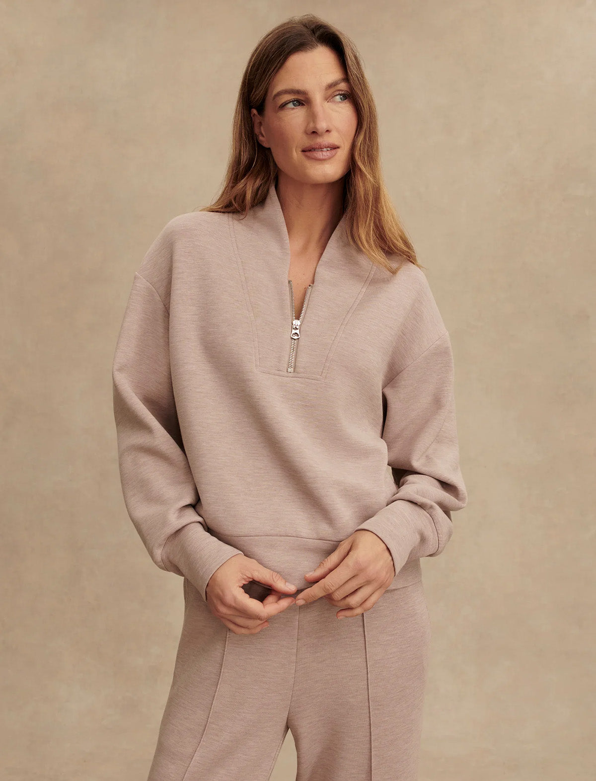 VARLEY Davidson Sweat in Taupe Marl