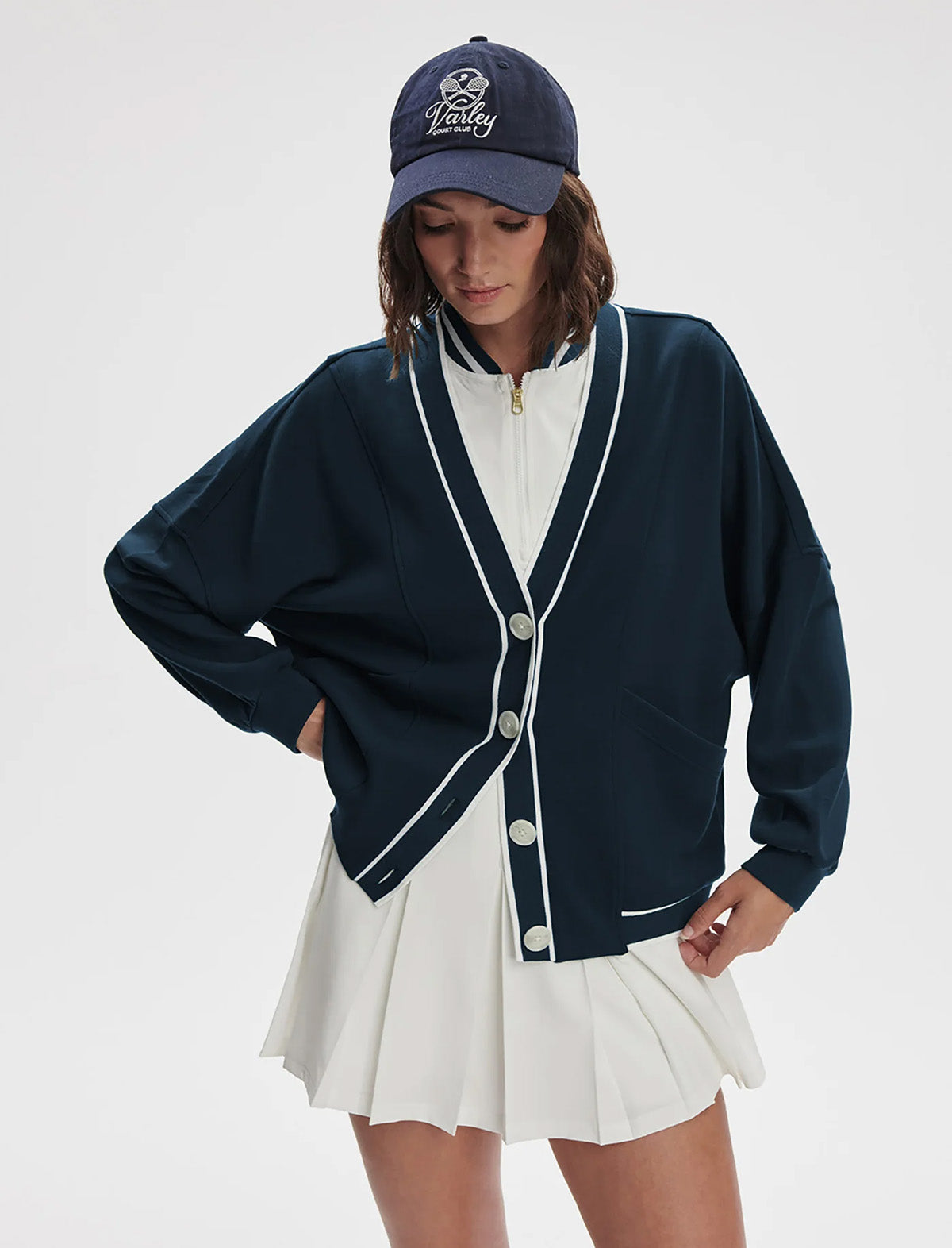 VARLEY Decker Off-Court Cardigan in Navy