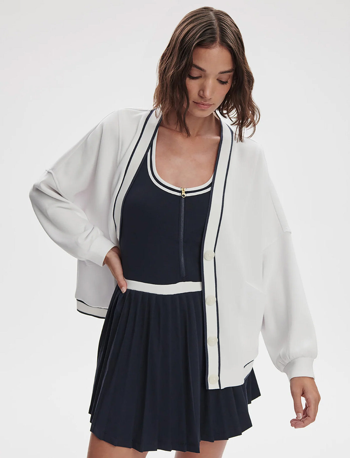 VARLEY Decker Off-Court Cardigan in White