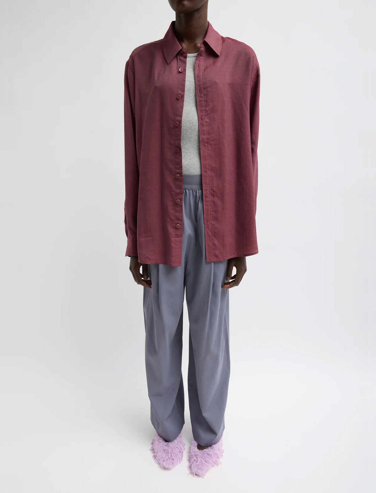 TIBI Drapey Suiting Marit Pull On Pant in Deep Violet