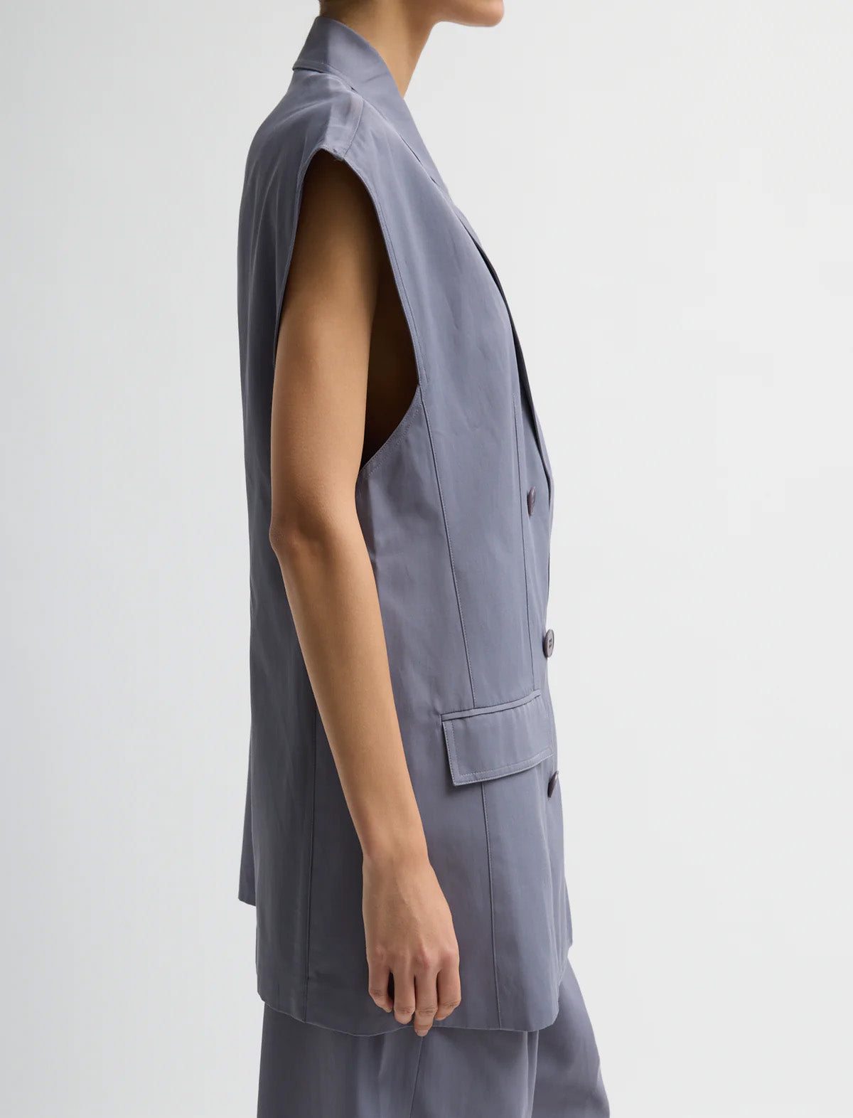 TIBI Drapey Suiting Oversized Double Breasted Vest in Deep Violet