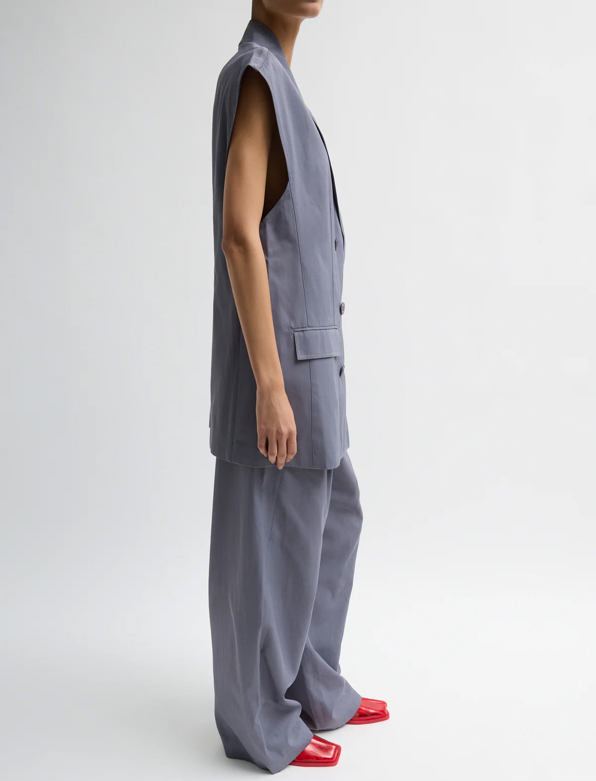TIBI Drapey Suiting Oversized Double Breasted Vest in Deep Violet