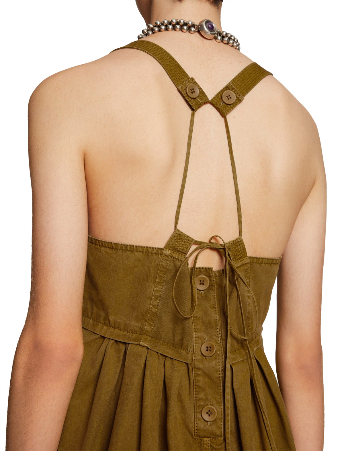 PROENZA SCHOULER WHITE LABEL Washed Apron Dress In Moss
