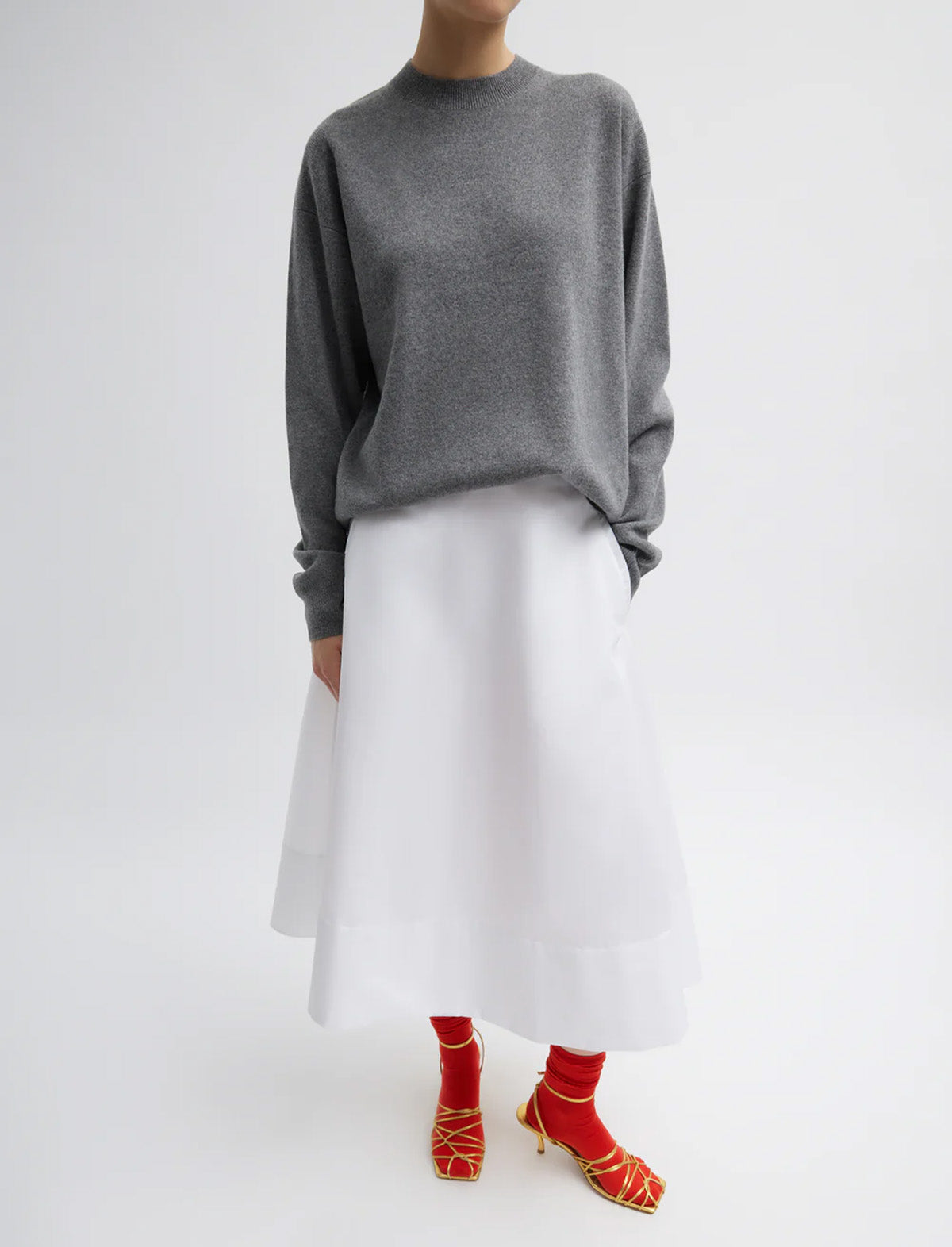 TIBI Eco Nylon Circle Skirt in White