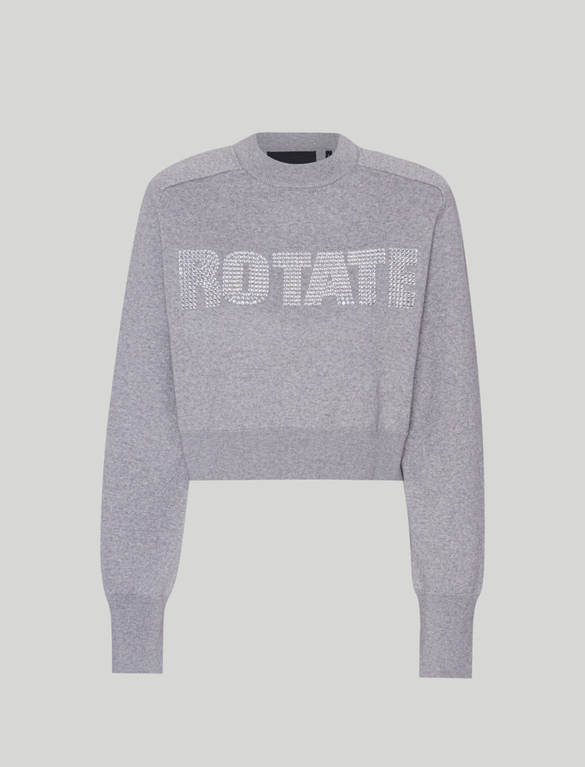 ROTATE BIRGER CHRISTENSEN Firm Cropped Logo Jumper in Grey