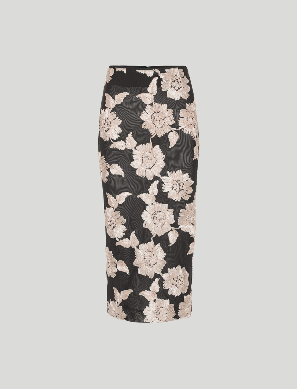 ROTATE BIRGER CHRISTENSEN Flower Mesh Midi Skirt in Black/ White