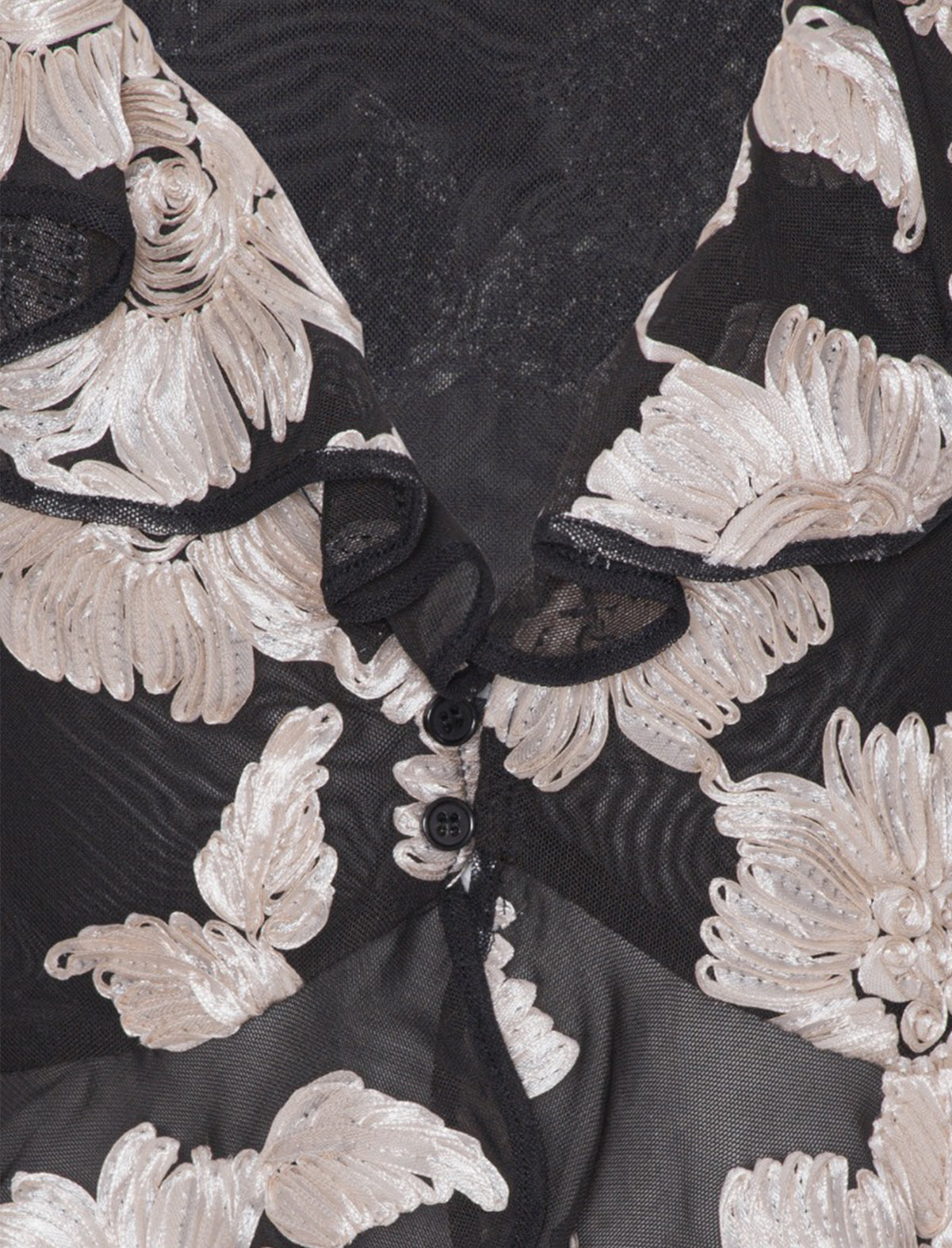 ROTATE BIRGER CHRISTENSEN Flower Mesh Ruffle Top in Black/ White