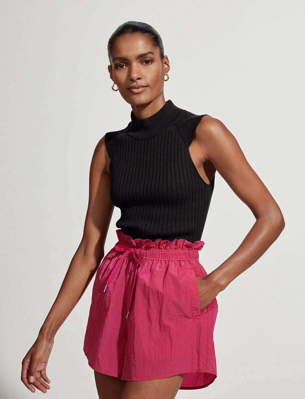 VARLEY Fowler Fitted Knit Tank In Black
