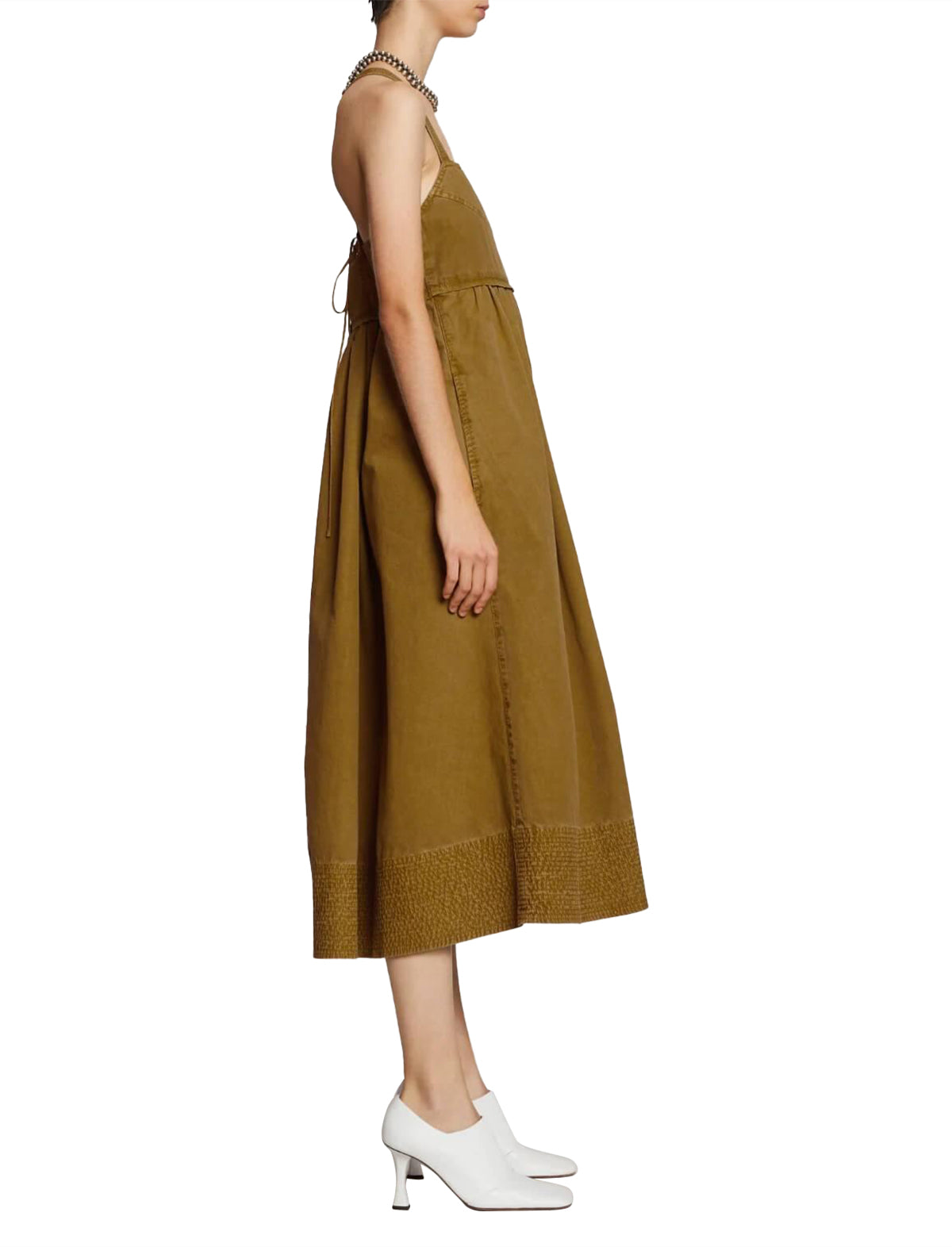 PROENZA SCHOULER WHITE LABEL Washed Apron Dress In Moss