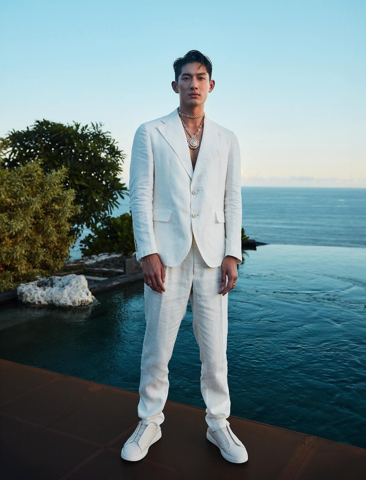 GABRIELE PASINI 2-Piece Linen Suit in Pure White