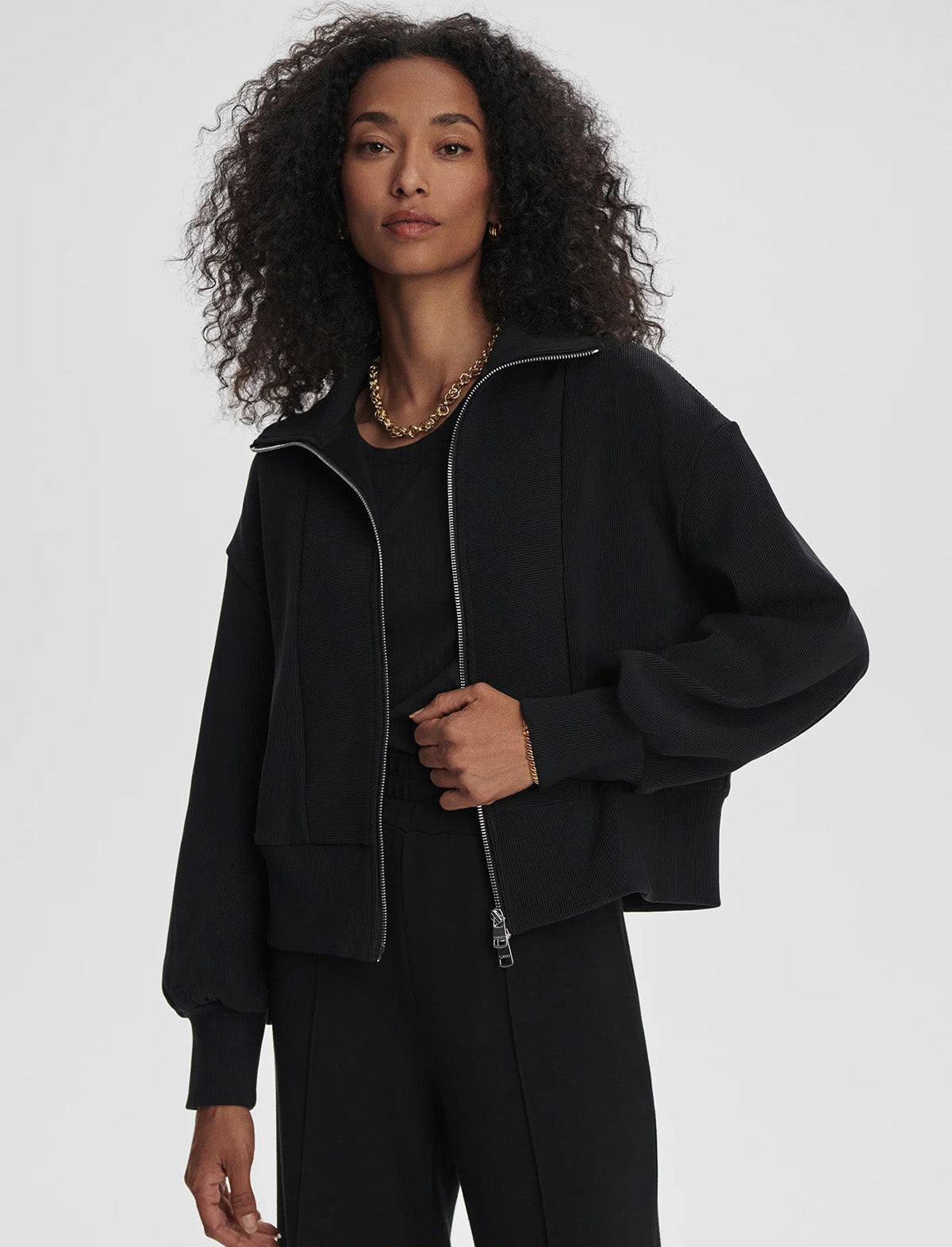 VARLEY Gibbs Zip-Through Sweat in Black