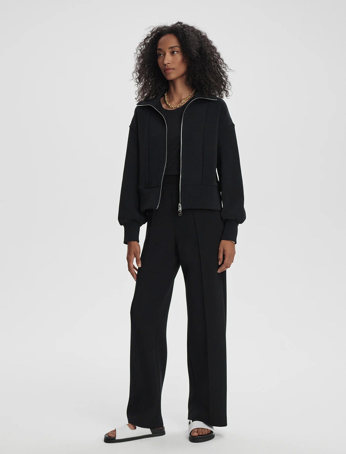 VARLEY Gibbs Zip-Through Sweat in Black