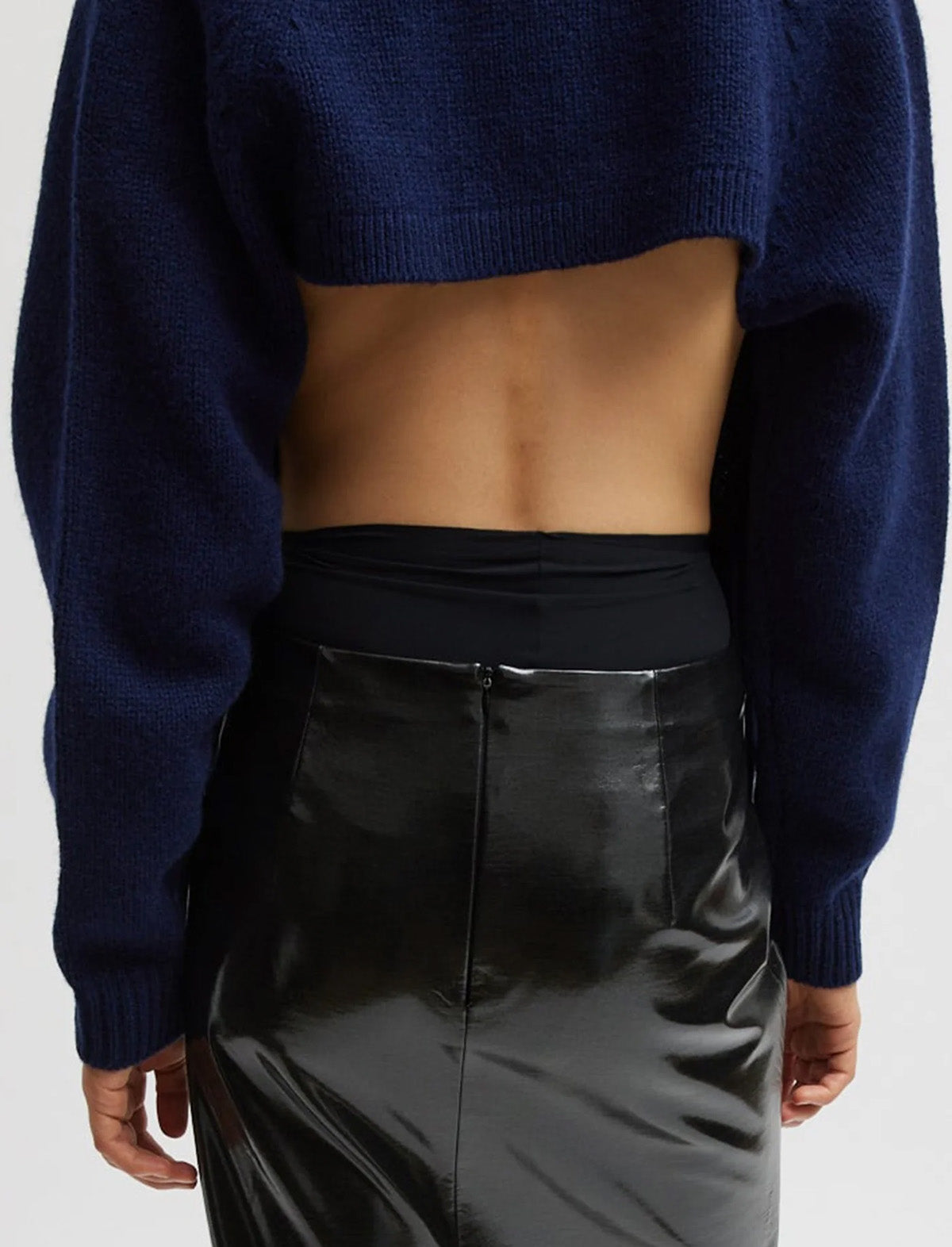 TIBI Glossed Jersey Pencil Skirt in Black