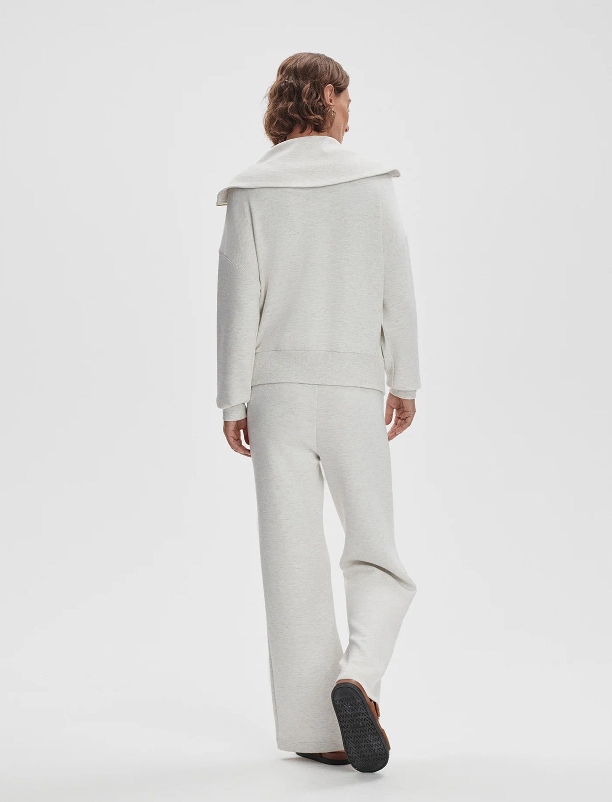 VARLEY Halley Zip-Through Sweat in Ivory Marl