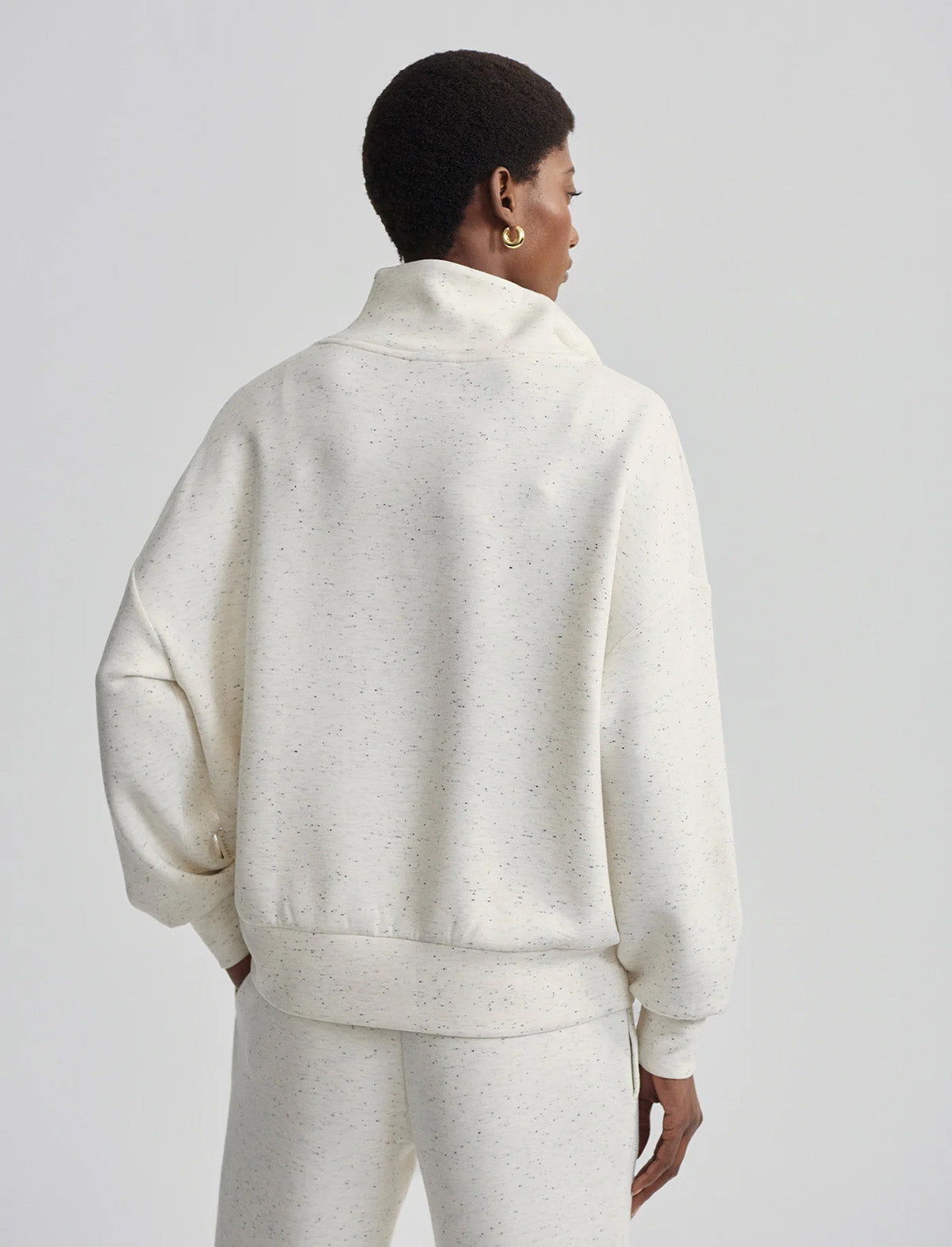VARLEY Hawley Half-Zip Sweat in Ivory Marl Fleck