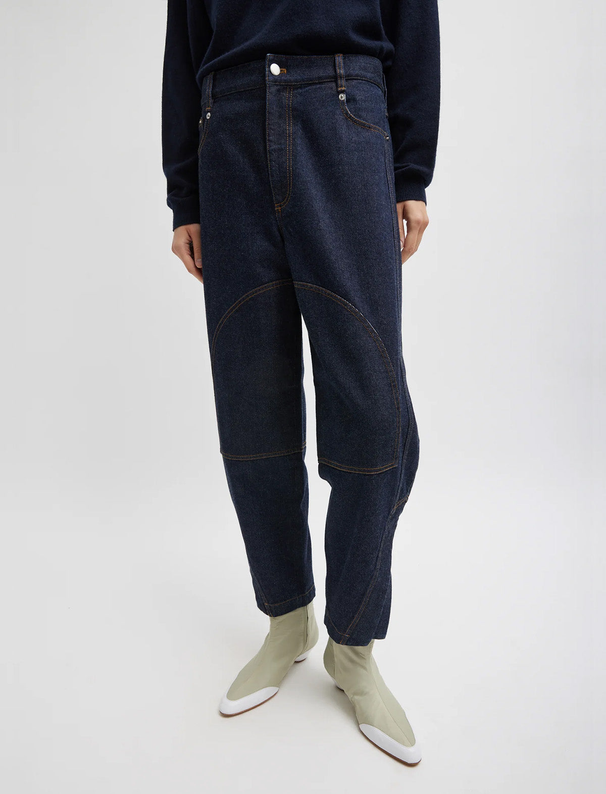 TIBI Indigo Denim Earl Jean in Dark Denim