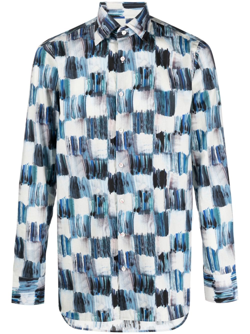 GABRIELE PASINI Italian Cotton Shirt in Checkerboard Print