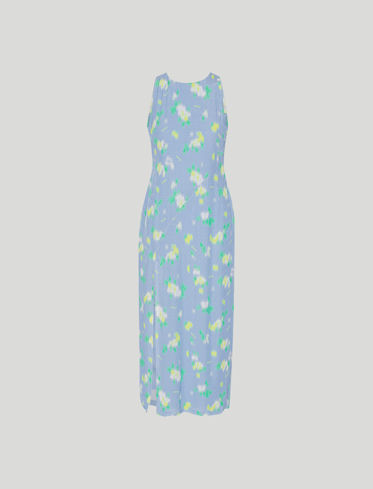 ROTATE BIRGER CHRISTENSEN Jacquard Midi Slit Dress in Blue Print