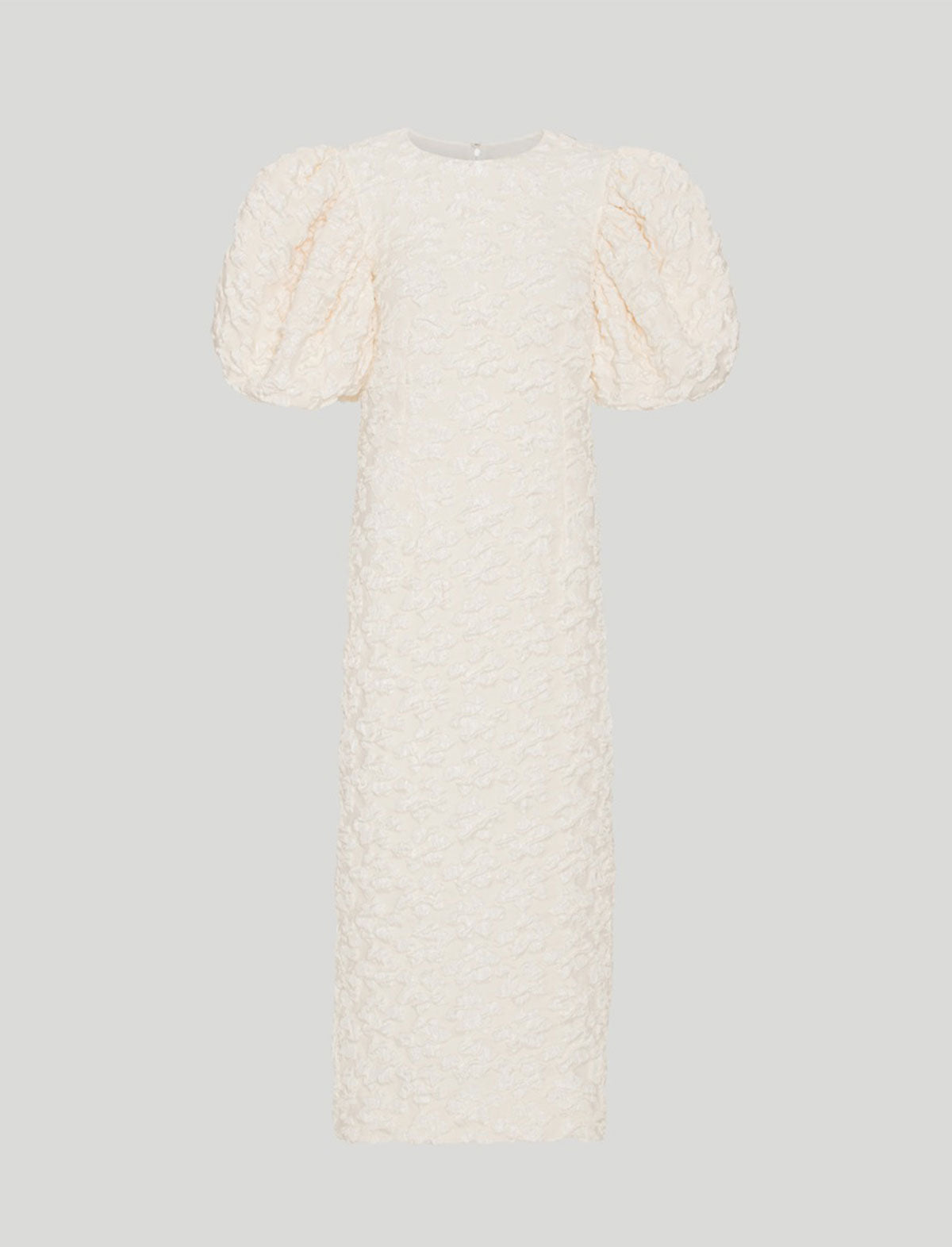 ROTATE Birger Christensen Jacquard Puffy Midi Dress in Egret