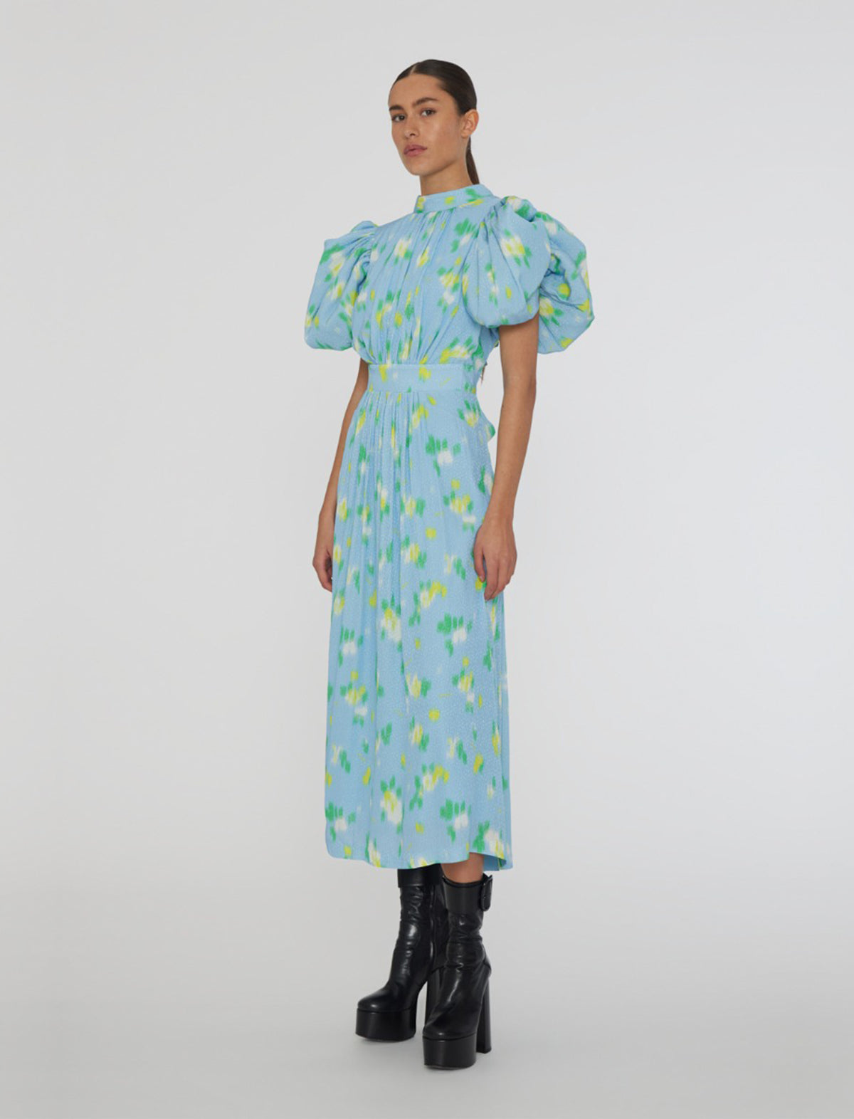 ROTATE BIRGER CHRISTENSEN Jacquard Noon Dress in Blue Print