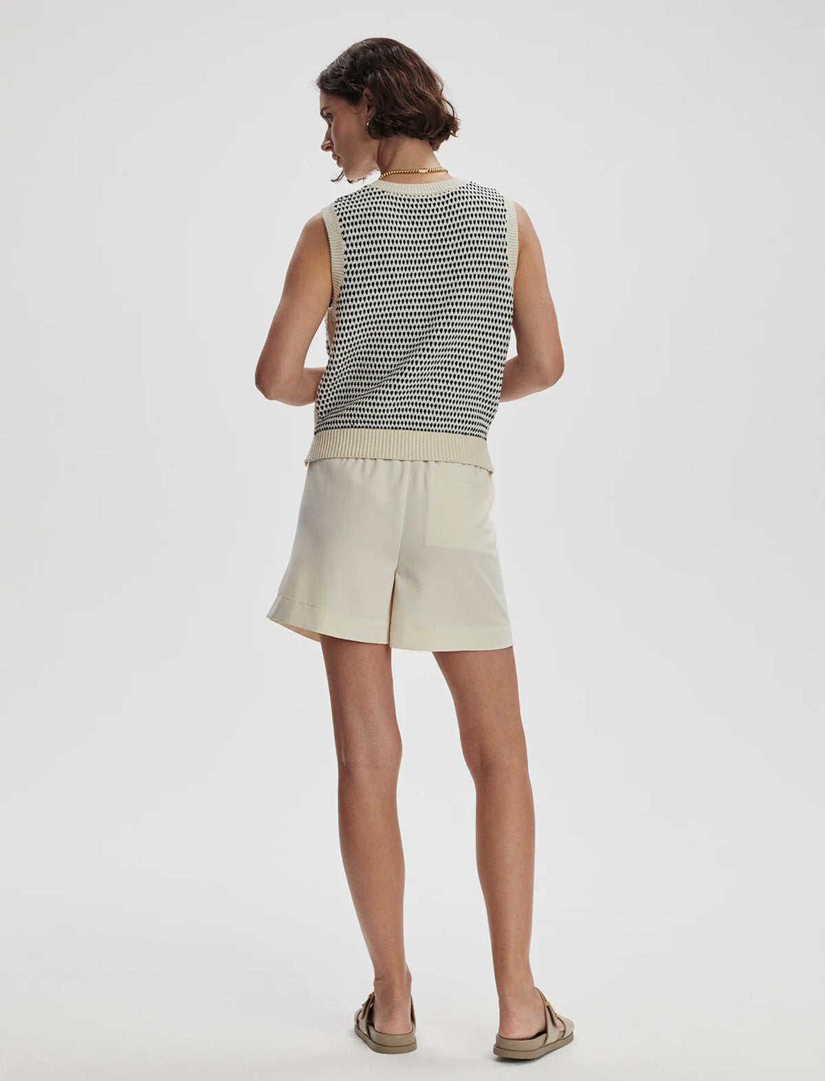 VARLEY Knowles Textured Knit Vest in Birch Multi Stitch