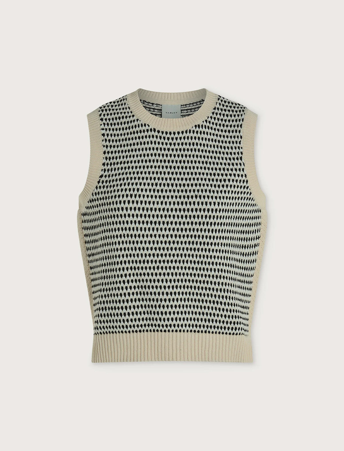VARLEY Knowles Textured Knit Vest in Birch Multi Stitch