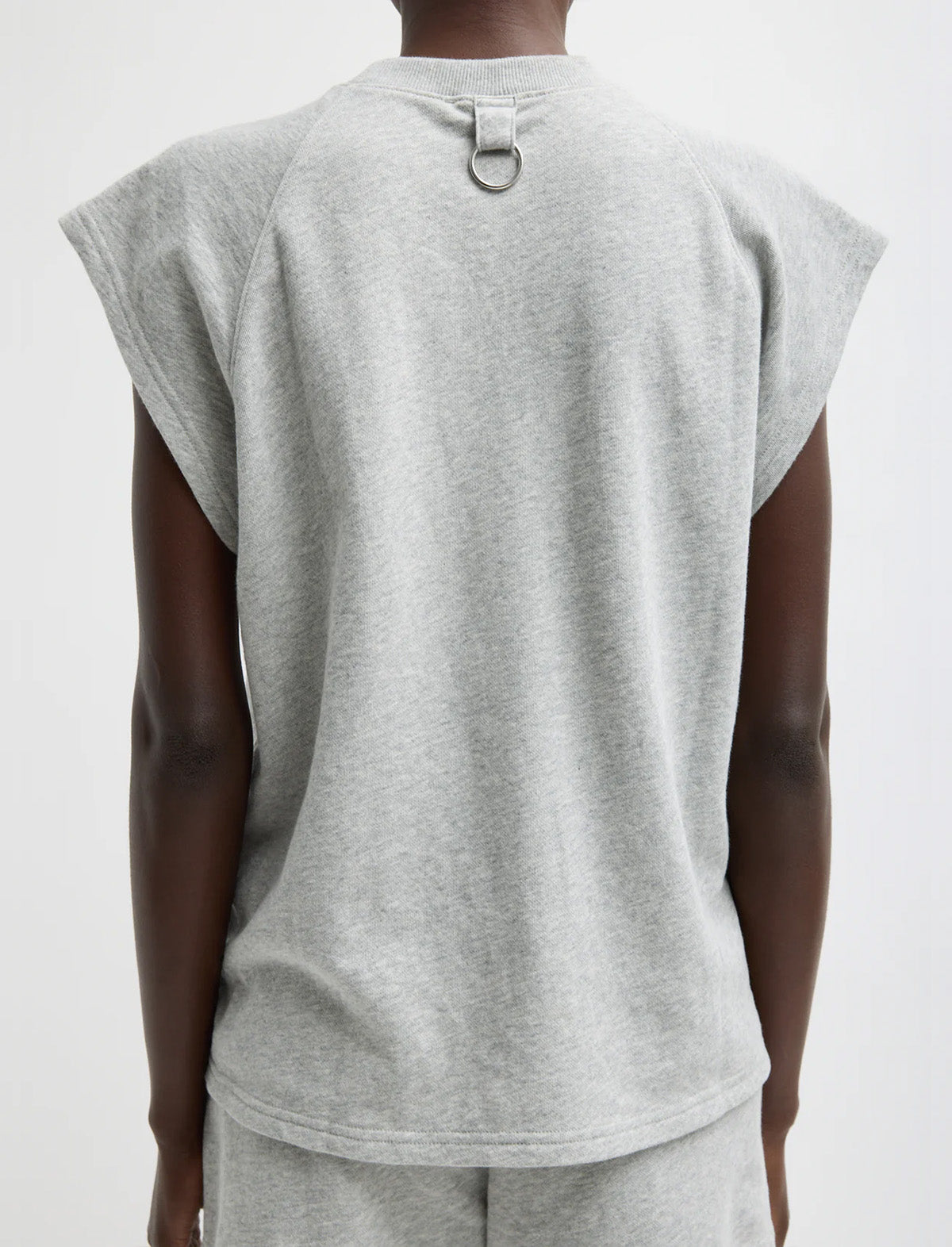 TIBI Light Weight Sweatshirting Sleeveless Easy Top in Heather Grey