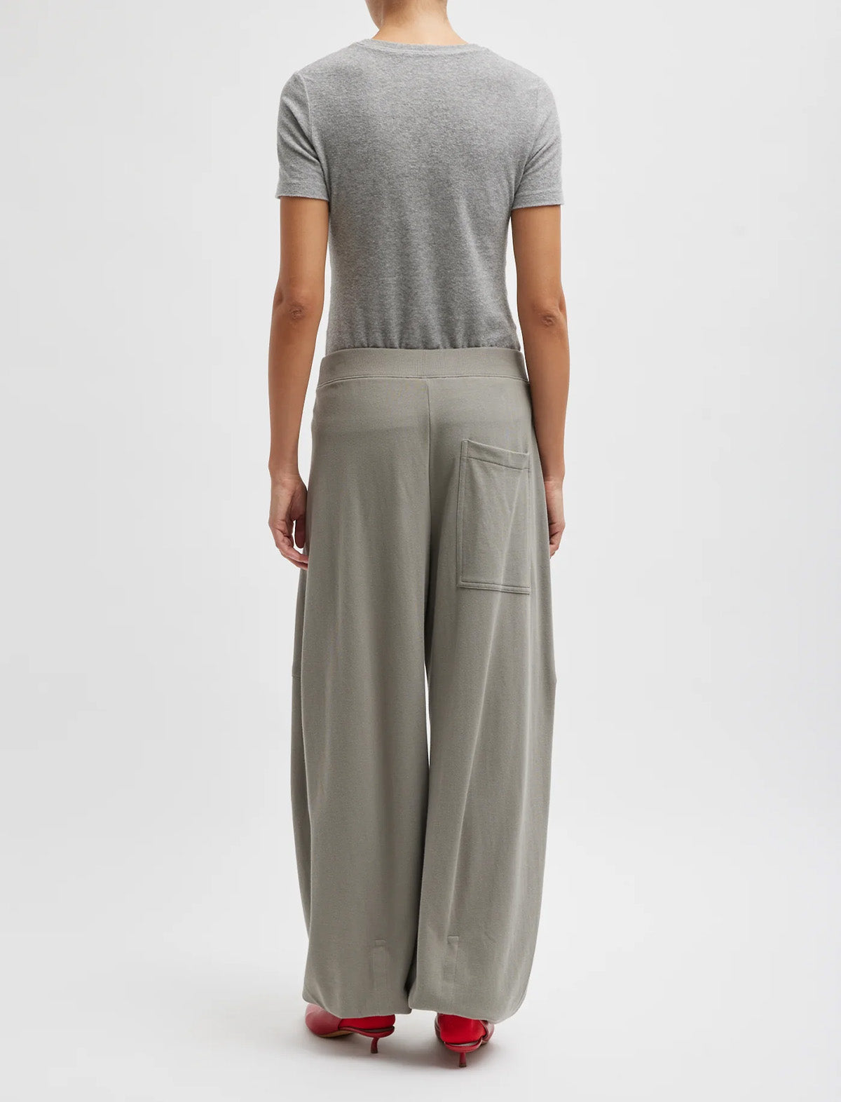 TIBI Light Weight Sweatshirting Winslow Pant in Dark Stone