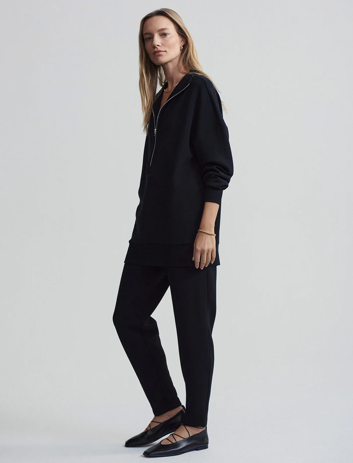 VARLEY Masie Longline Sweat in Black