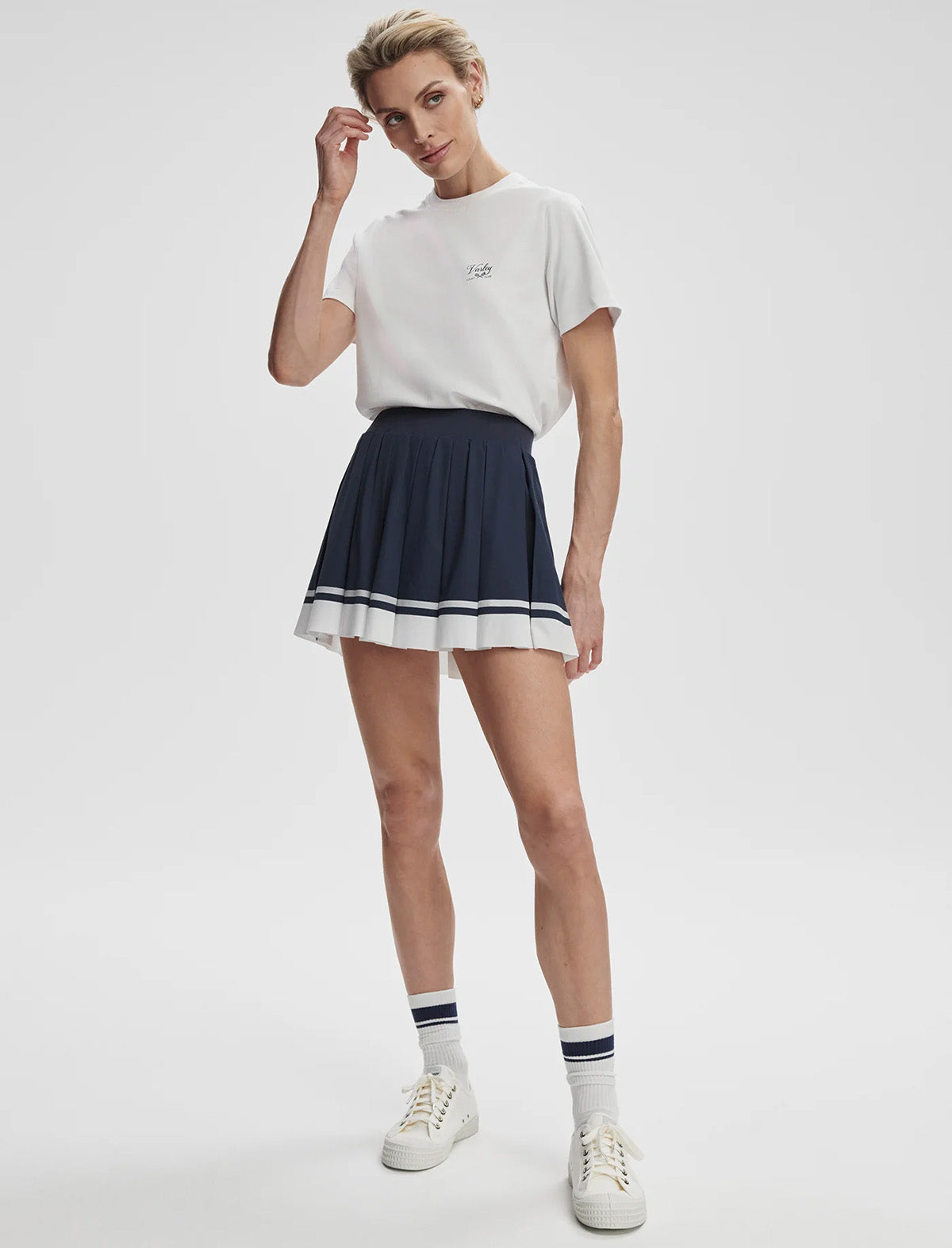 VARLEY Mattie Branded Tee in White