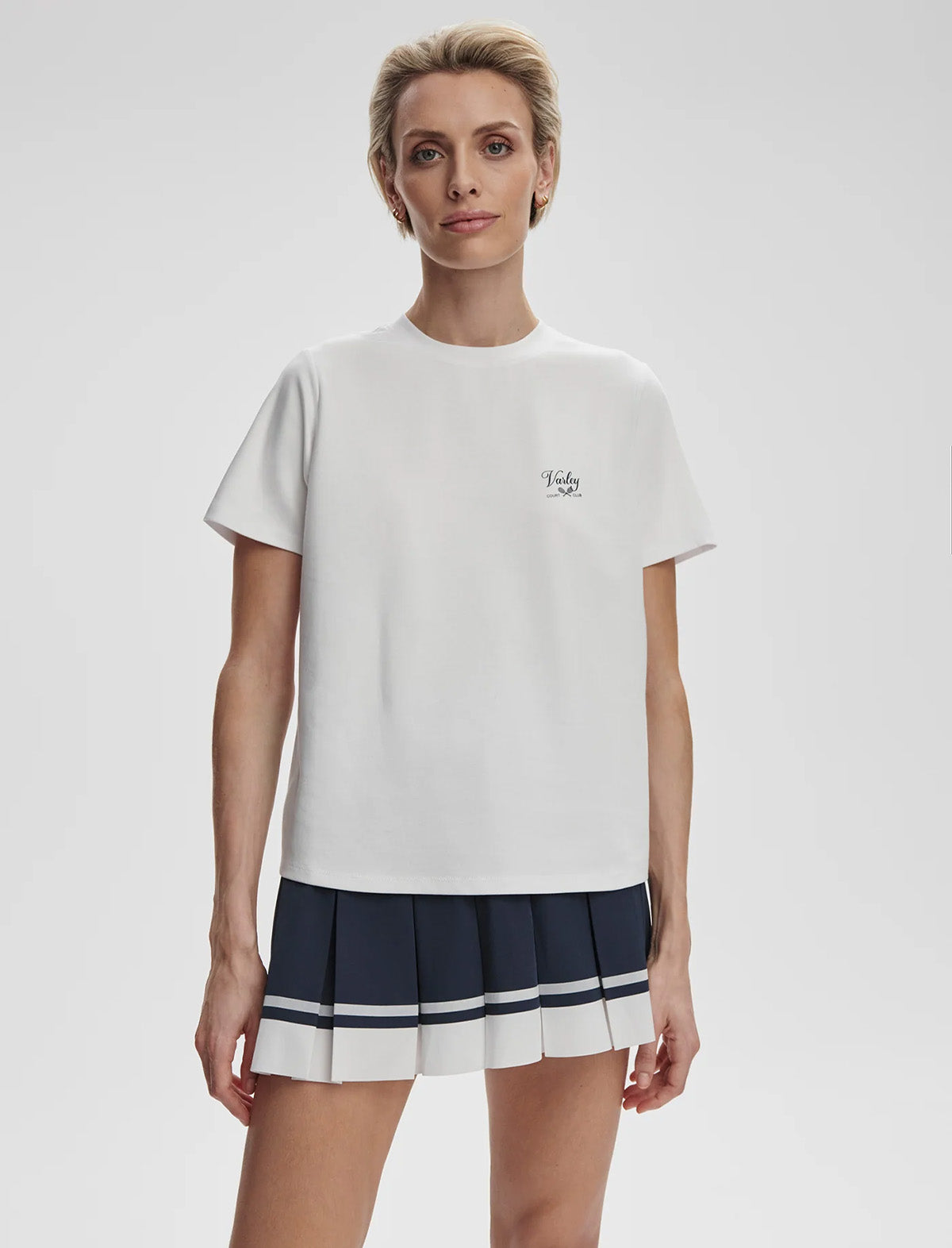 VARLEY Mattie Branded Tee in White
