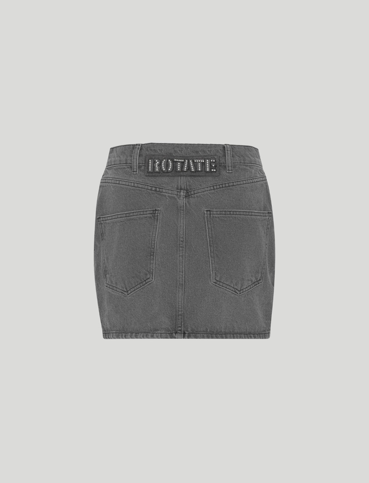 ROTATE BIRGER CHRISTENSEN Mini Low Waist Denim Skirt in Grey