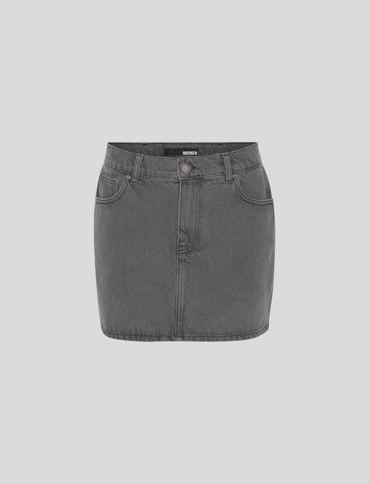 ROTATE BIRGER CHRISTENSEN Mini Low Waist Denim Skirt in Grey
