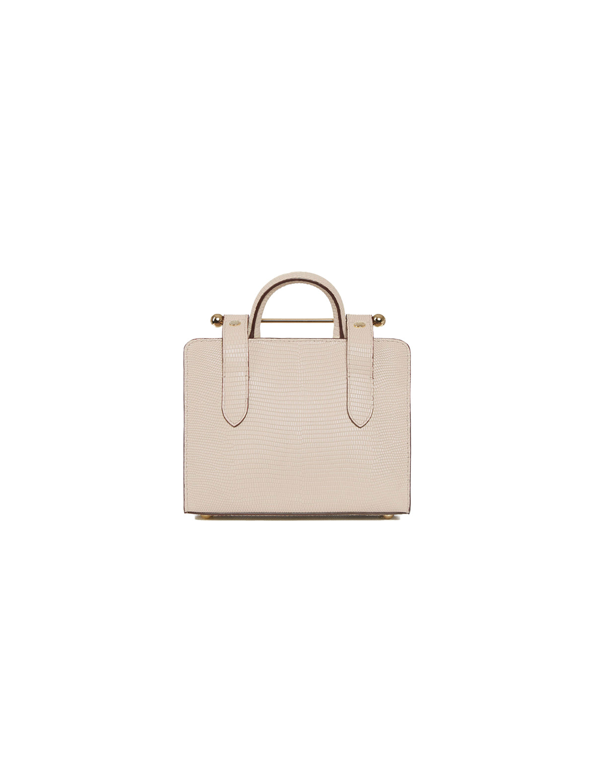 STRATHBERRY Nano Tote Bag in Lizard-Embossed Leather Oat