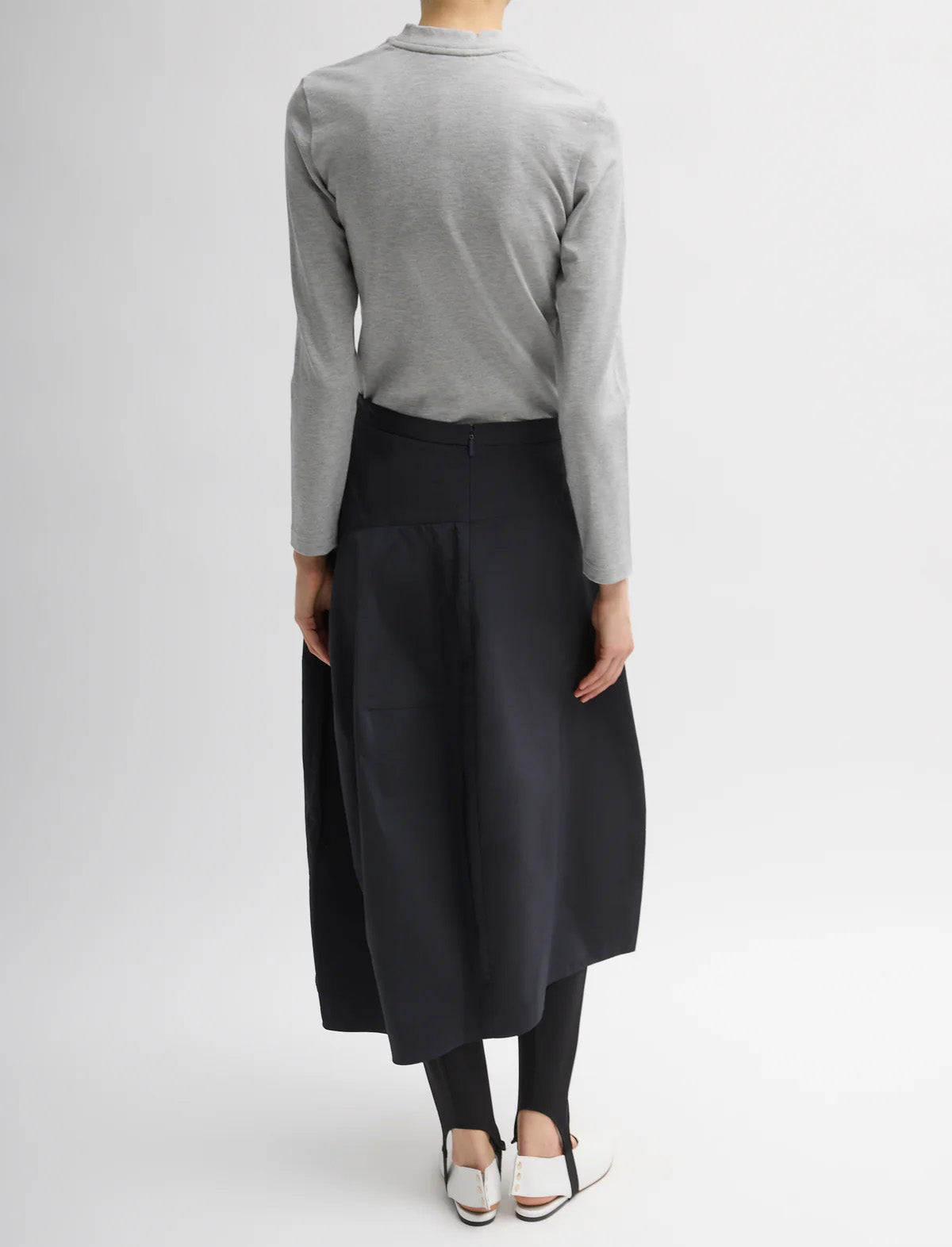 TIBI Nylon Asymmetrical Balloon Skirt in Navy