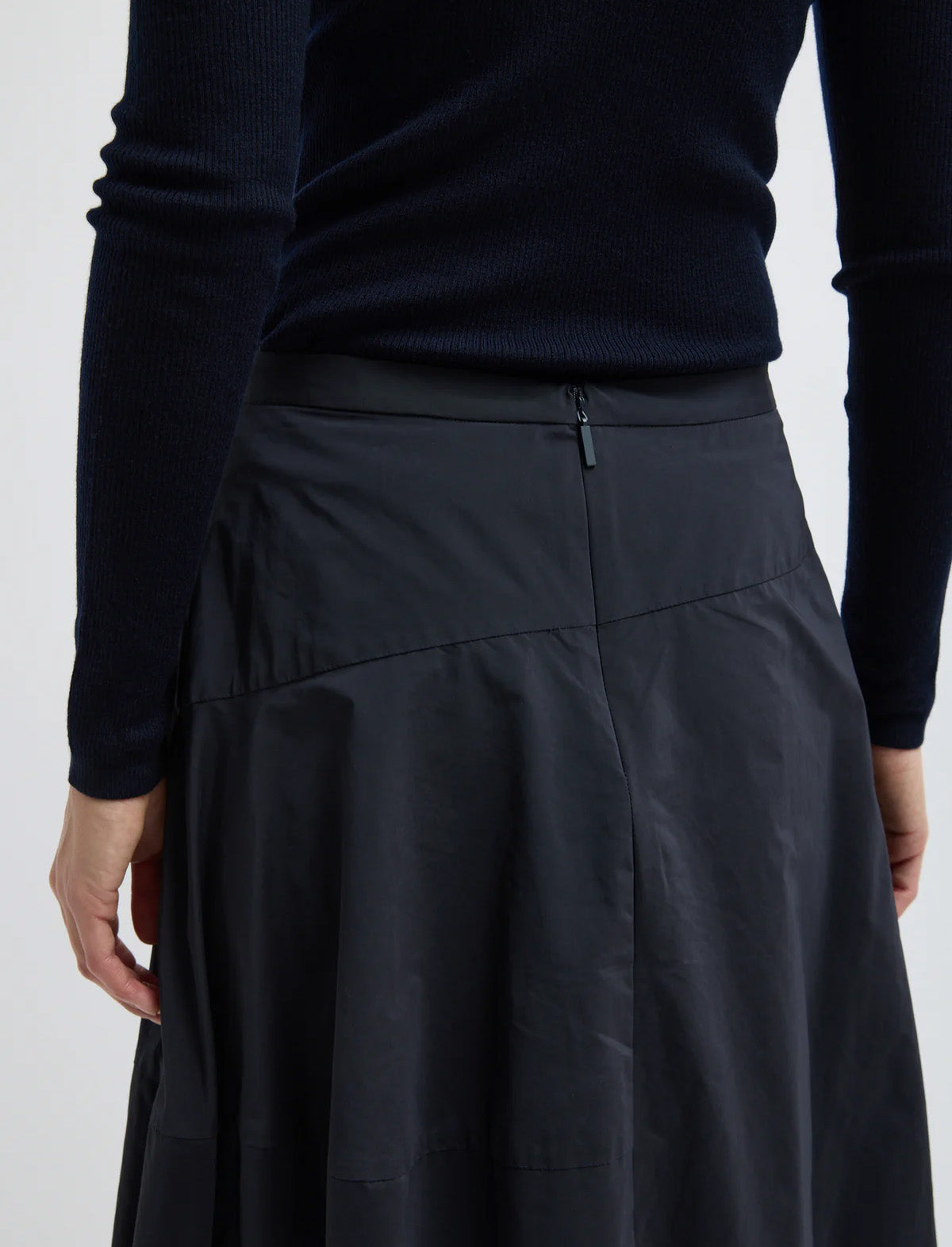 TIBI Nylon Asymmetrical Balloon Skirt in Navy